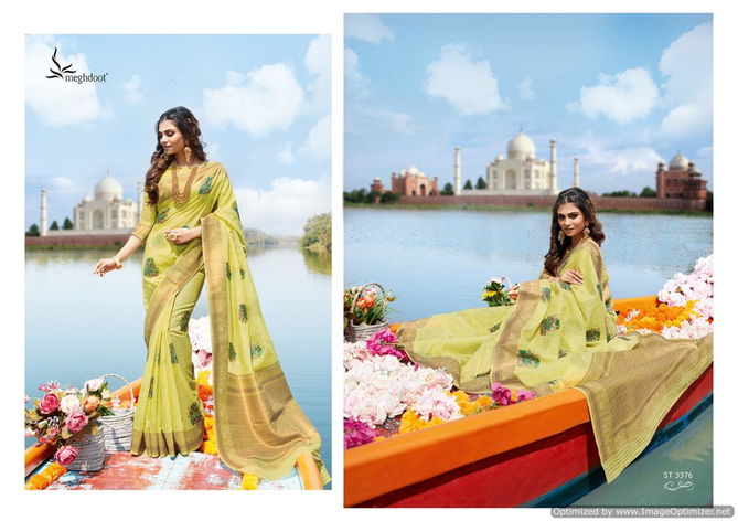 Meghdoot Mulberry New Fancy Party Wear Linen Latest Saree Collection